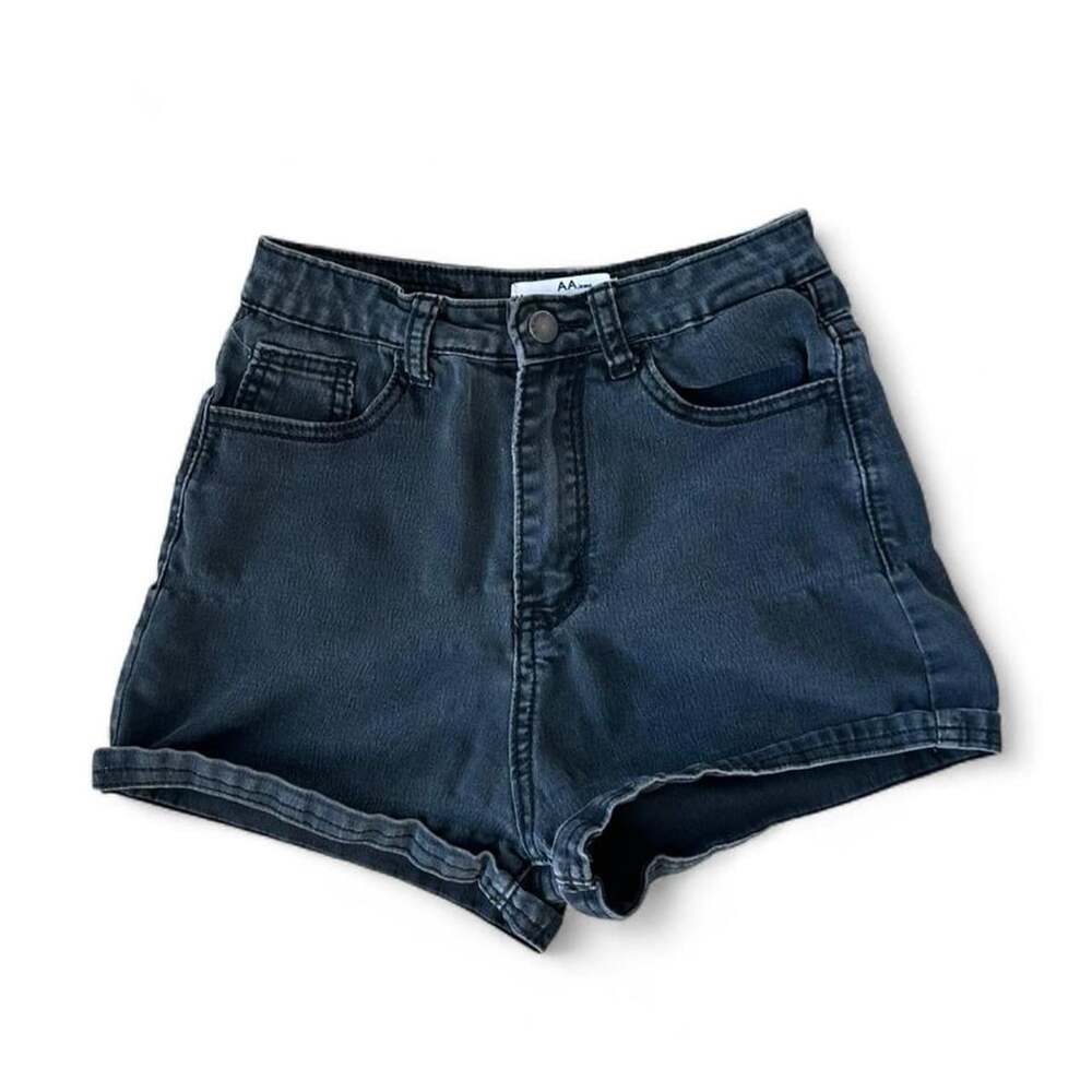 Y2K AA Jeans Black High Waisted Denim Micro Mini Shorts – Size S